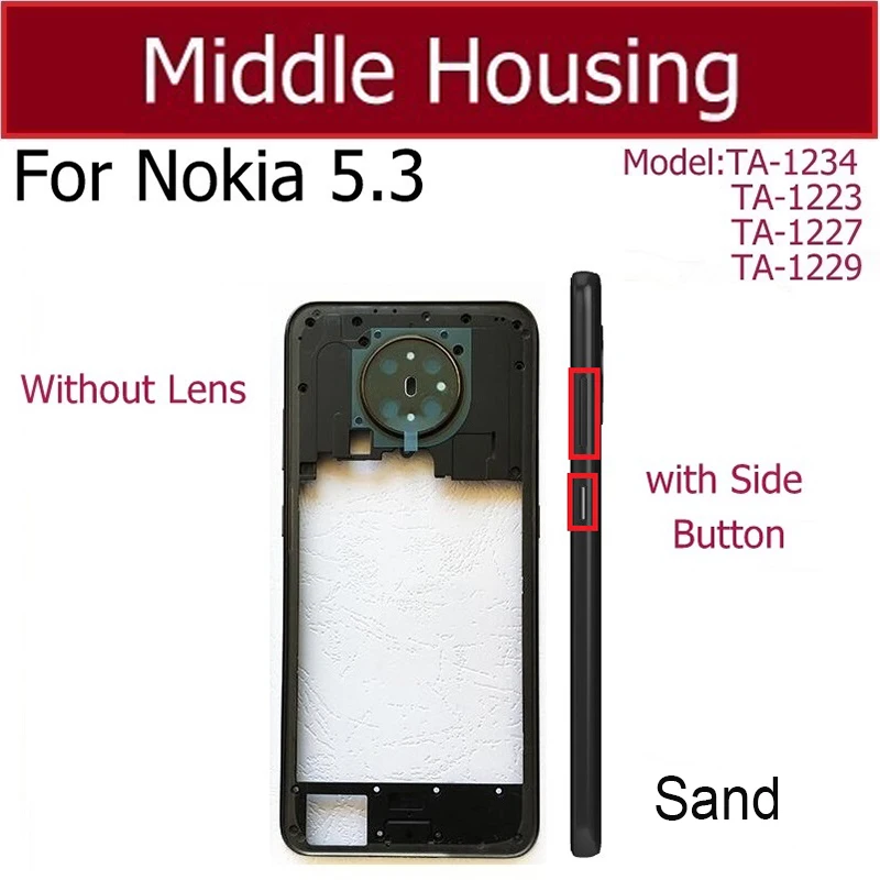 For Nokia 5.3 TA-1234 TA-1223 TA-1227 TA-1229 LCD Middle Housing Frame Middle Housing Bezel Front LCD Display Screen Frame Cover