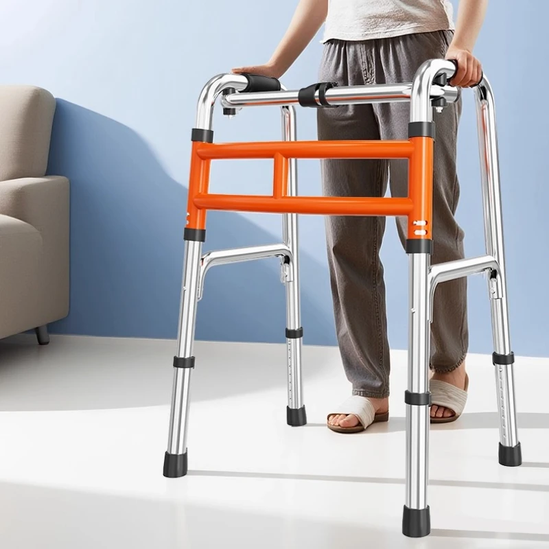 Lightweight Rehabilitation Train Elderly Walker Folding Walker for Seniors Height Adjustable Mobility Aids with Removable Wheels