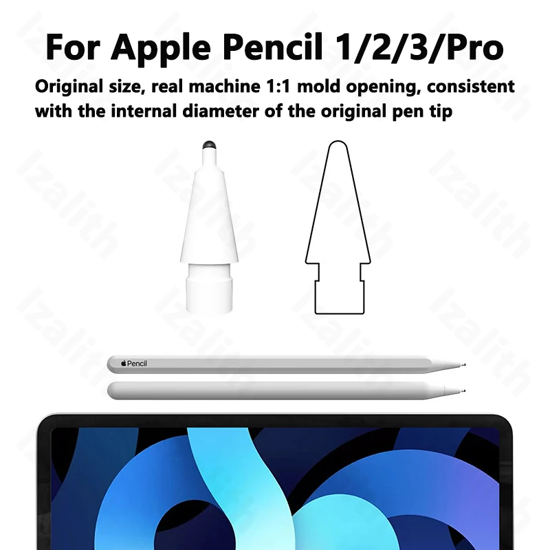 Punta de lápiz reemplazable para Apple Pencil 1, 2, 3 Gen, silicona suave, protector de pantalla táctil, puntas de lápiz Stylus Pro, 1-3 piezas