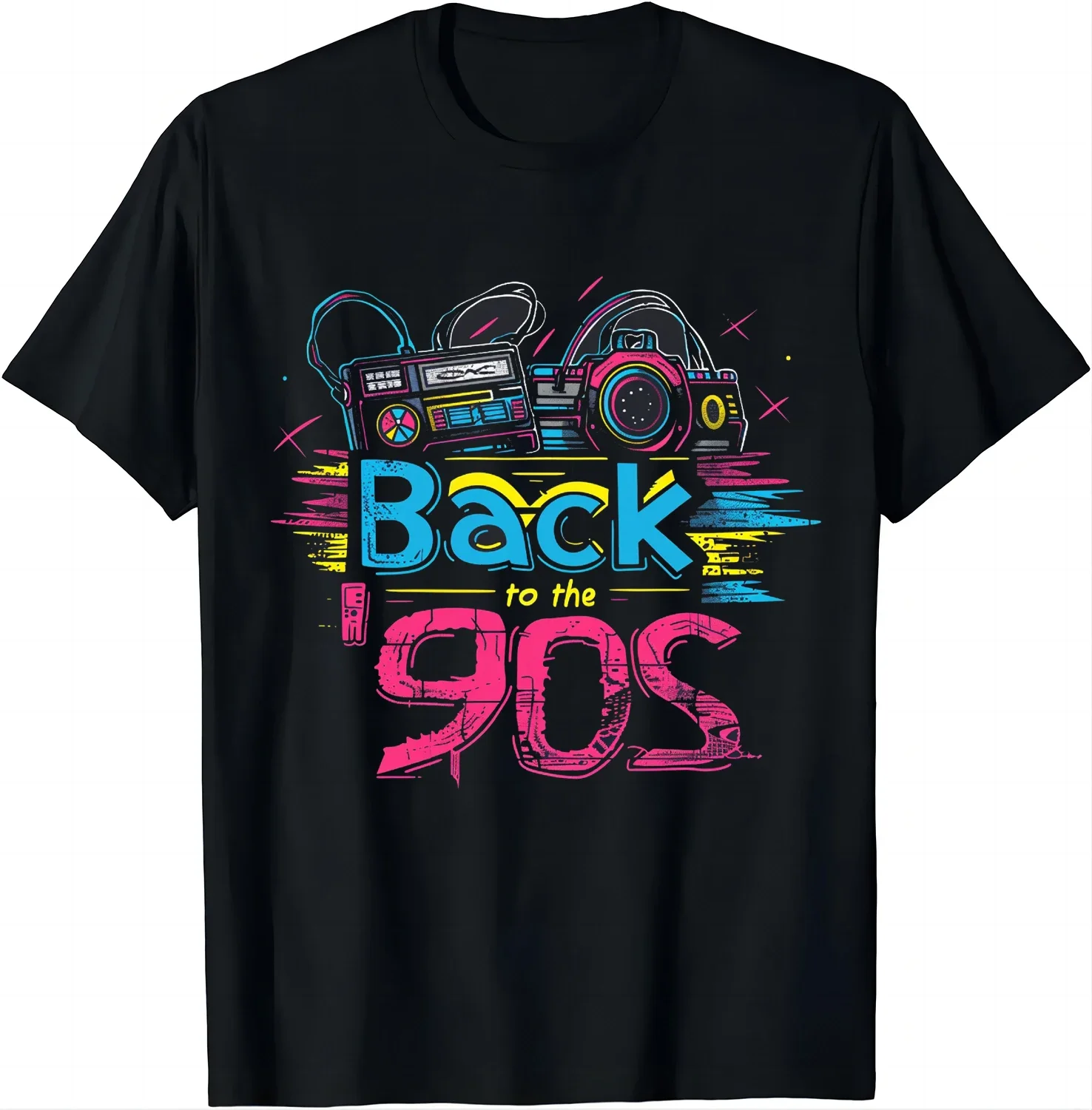 Back To 90's Graphic Design T Shirts for Woman Kids Vintage Nostalgia Tees Outdoors Streetwear Harajuku Tops Casuales Black