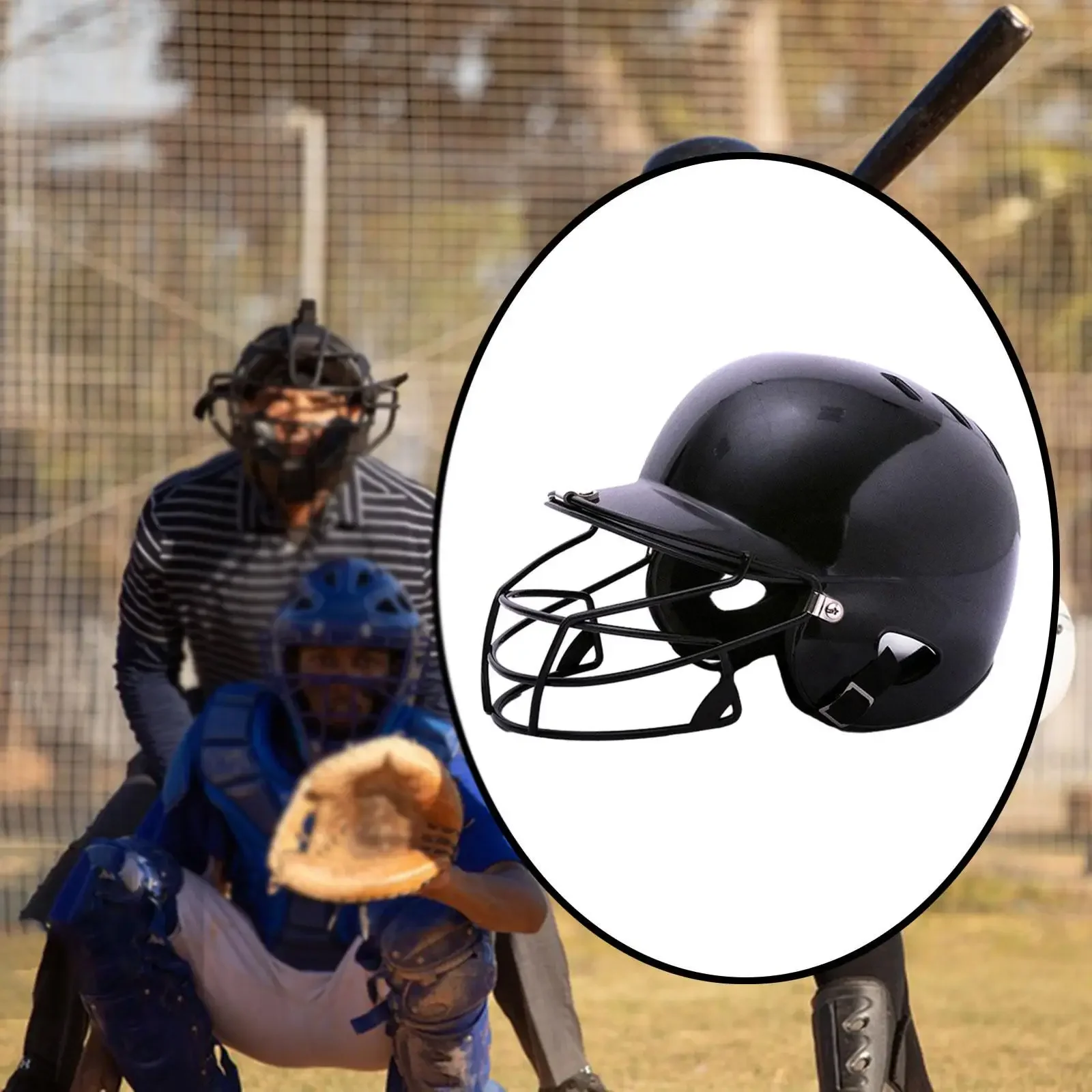 Baseball Head Protection Equipment Double Ear Batting Helmet with Facemask Catcher Mask for Children Sports Outdoor Safety