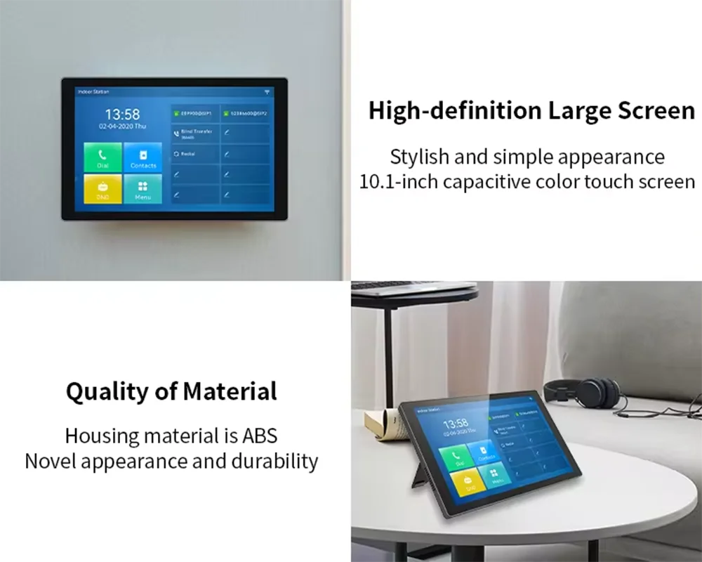 리눅스 터치 스크린 SIP 실내 스테이션-IP 인터콤 모니터, 양방향 인터콤 원격 문짝 개방 터치 패널, 10.1 인치