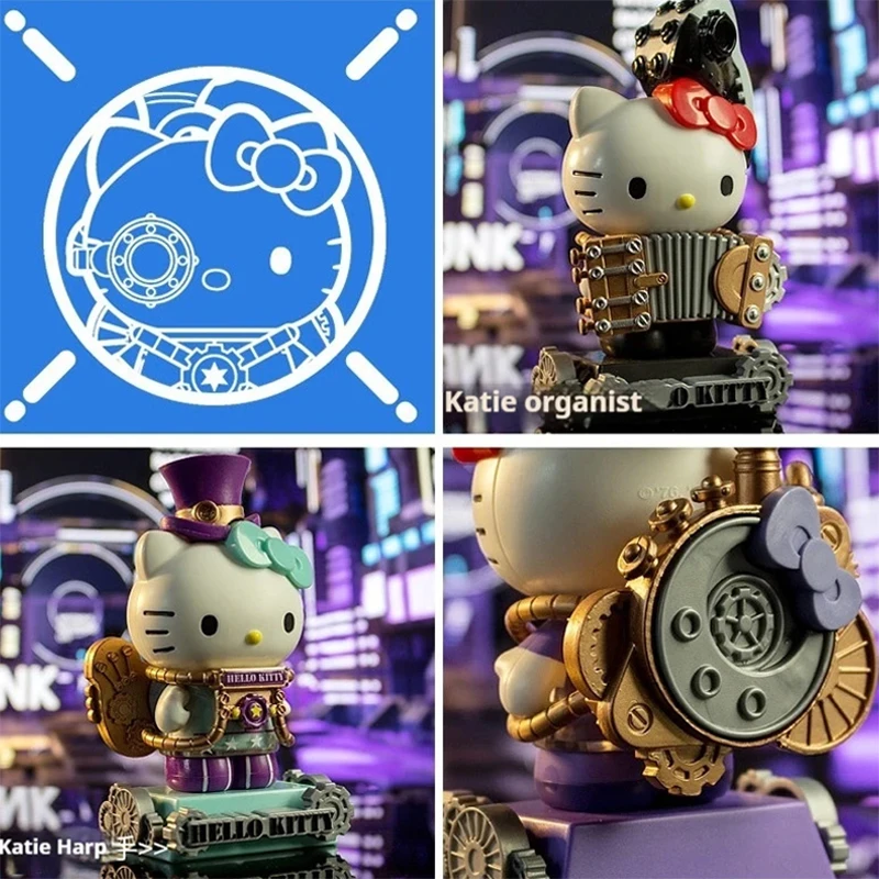 Sanrio hello kitty personagens caixa cega tempo viagem série caixa mistério estilo punk kawaii modelo brinquedo para crianças presente do feriado genuíno