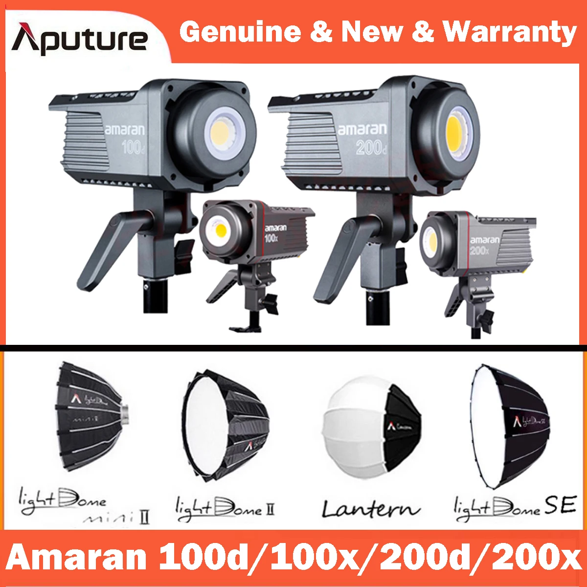 Aputure Amaran 200X S 100D 200D 100X S COB LED Video Photography Lighting Bluetooth App Control DC/AC for Camera Video Interview