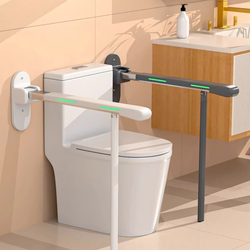 Elderly Safety Toilet Grab Bar - Adjustable Height Non-Slip Bathroom Handrail, Tool-Free Installation Standing Aid for Seniors
