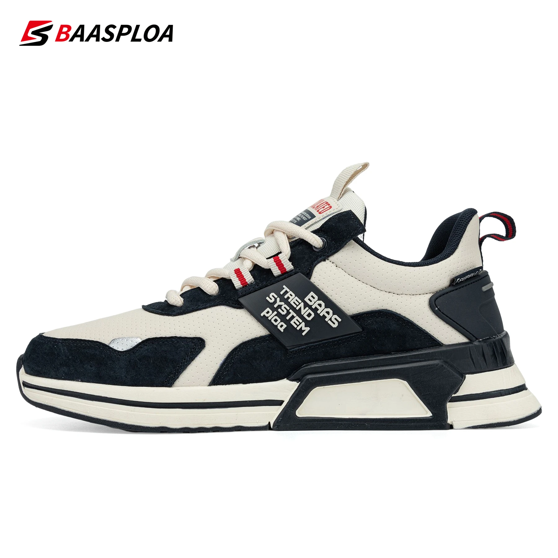 Baasploa Men Walking Shoe Waterproof Casual Leather Shoe Non-slip Outdoor Sneakers Male Wear-resistant Running Shoes 2023