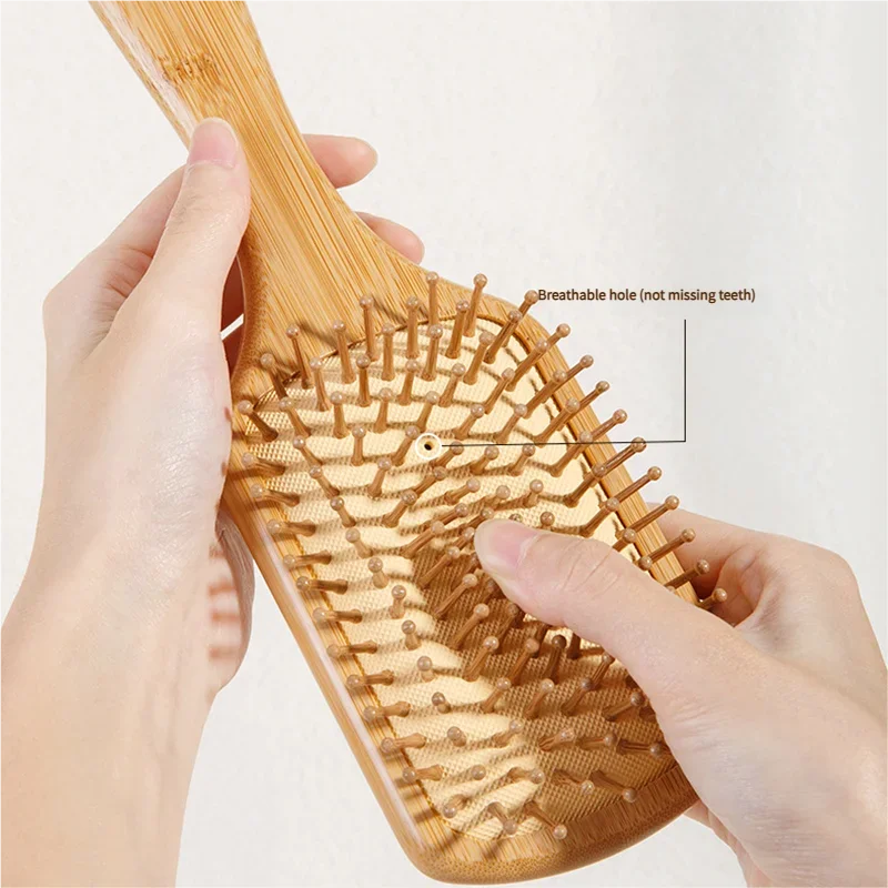 Bamboo Hair Brush Women Styling Hair Comb Hairbrush Wide Teeth Bamboo Combs for Hair Smooth Massage Scalp Brush Barber Comb view 3