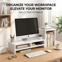 New Laptop Computer Elevated Stand for Desktop Monitor Base - Office Desk Storage Rack - Storage and Elevation Stand 6