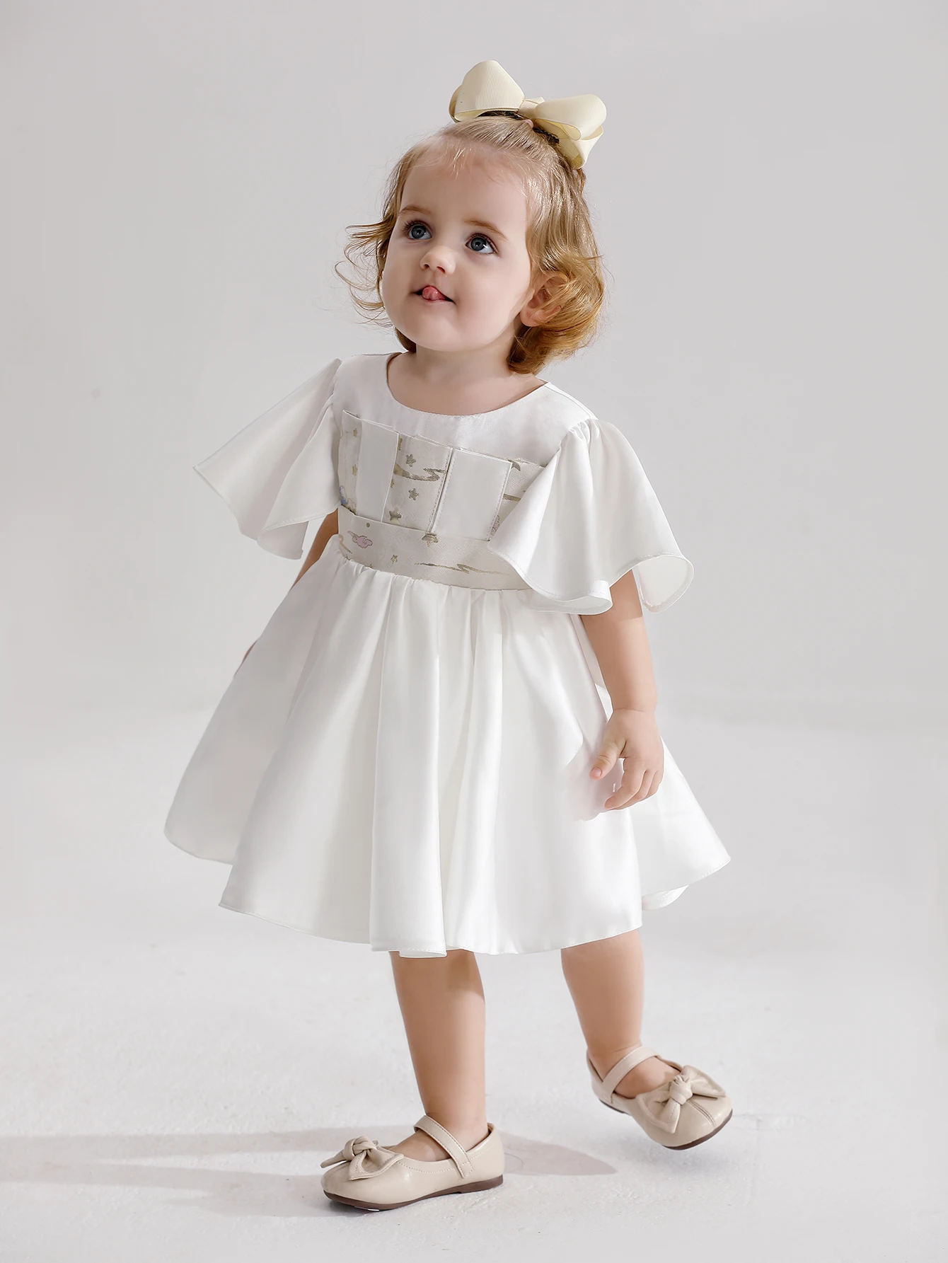

Baby White Dress Suitable For Ceremonial Occasions Birthday Parties Gauze Dresses Children Aged 1-3 Girls Princess Dresses