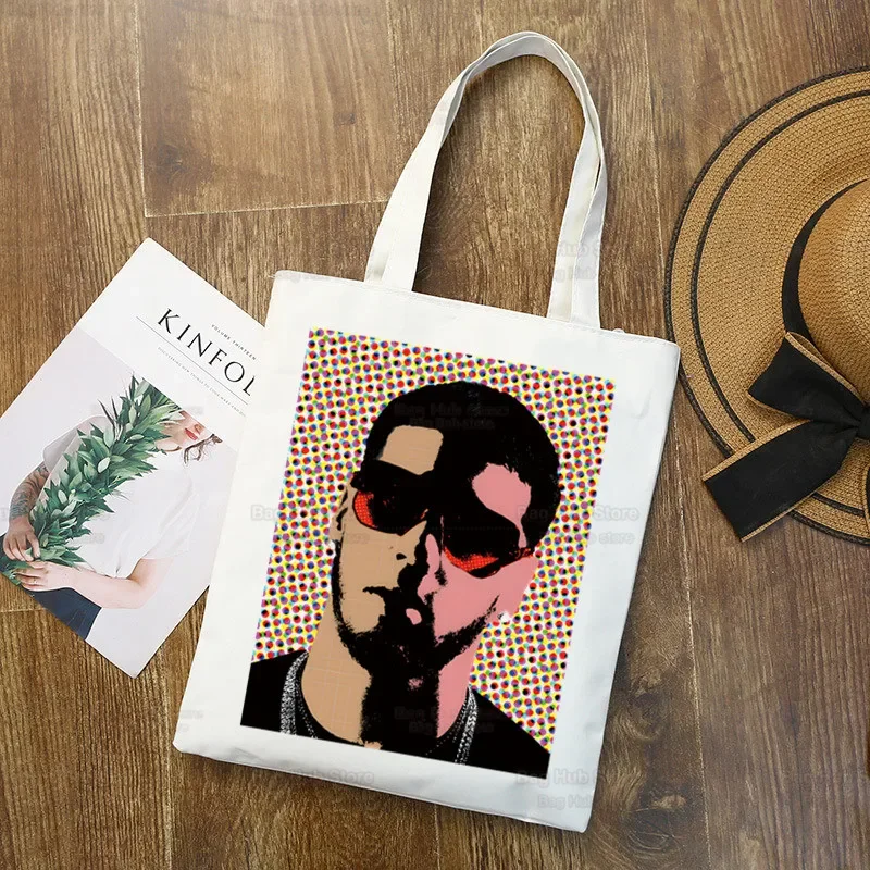 Anuel AA Anuel Vintage Hasta La Muerte, bolso de lona artístico, bolsos de compras con estampado Simple, paquete informal de vida para niñas, novedad