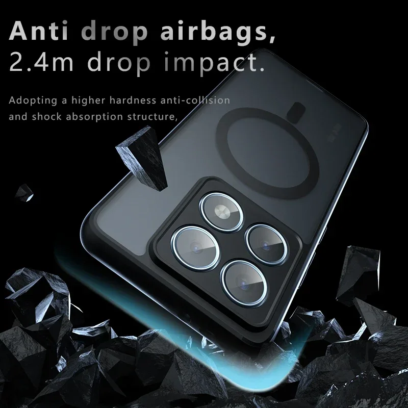 حافظة لهاتف Xiaomi 14T Pro جديدة غير لامعة شفافة مغناطيسية لاسلكية مقاومة للصدمات لهاتف Xiaomi 14T Poco F6 Pro Magsafe #3