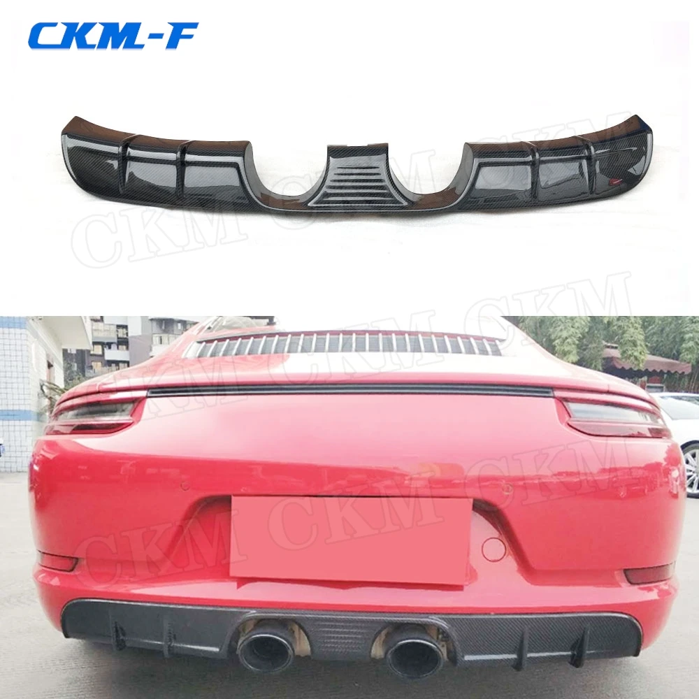 

Carbon Fiber/FRP Rear Lip Diffuser Spoiler fit for Porsche Carrera 911 991.2 2015-2018 Middle Outlet Bumper Guard Plate