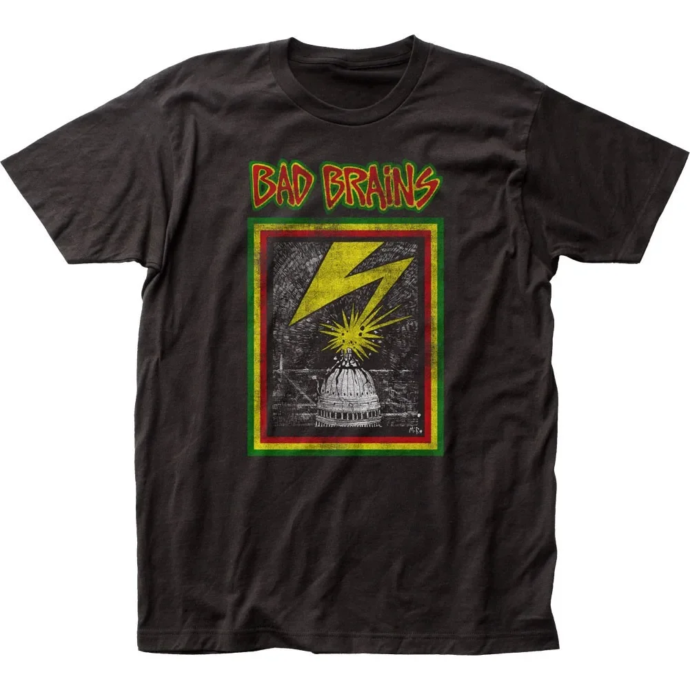Bad Brains Distressed Capitol Mens T Shirt Music Classic Rock Band Tee New Black