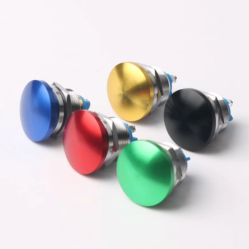 Botón de presión de Metal de seta de 22mm, Pin de tornillo de Reajuste automático, interruptor de alimentación de acero inoxidable impermeable momentáneo