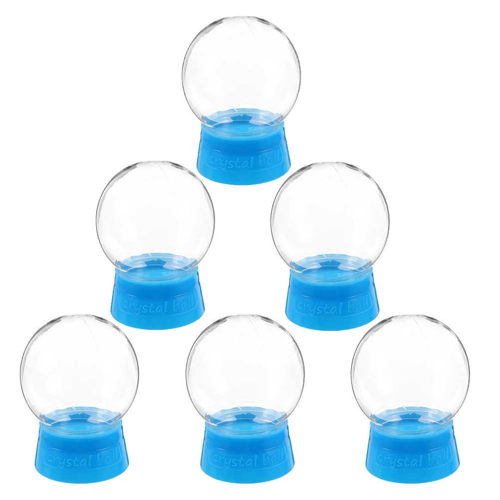 6 шт. прозрачный пластиковый снежный шар 60 мм с синей основой для снежных шаров «сделай сам», рождественские украшения дома, снежный шар «сделай сам», многоразовый, 150 мл