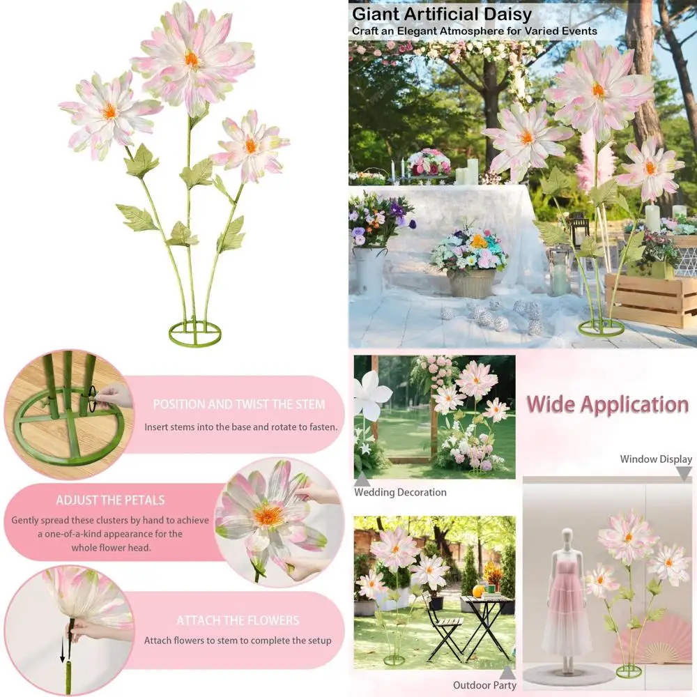 

5.6 Ft Large Daisy Flowers for Decorations,Big Fake Daisy,Giant Artificial Flower with Stand,for Home Garden Hotel Office Decor,
