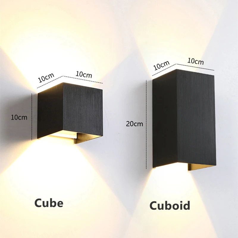 12W 24W Adjustable Cube Wall Lamp IP68 Waterproof Outdoor Brush Aluminum Wall Light Bedroom Garden Porch Up Down Sconce Lighting