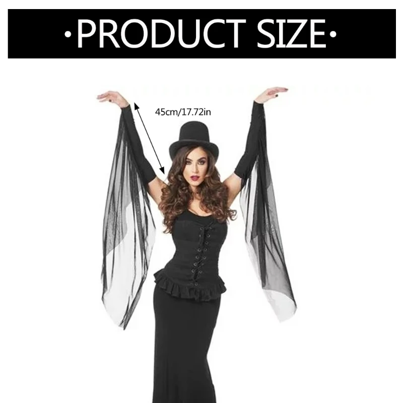 Sexy Long Sleeves Tulle Proms Sleeves for Operas Stage Performances Halloween Witch Women Sleeves Lady Sleeves DXAA