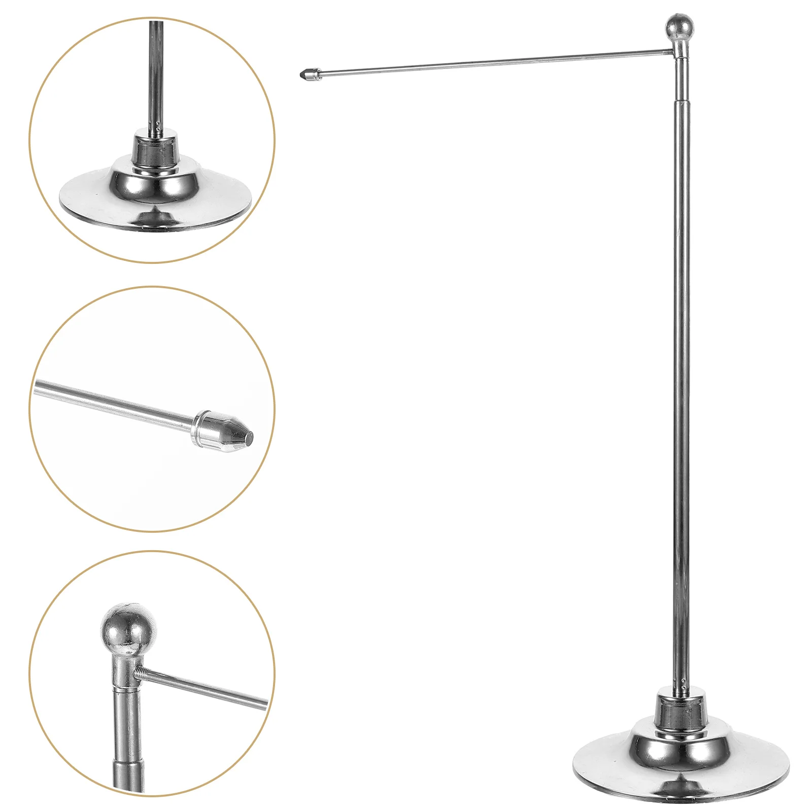 Work Flag Stands Fixing Pole Desktop Flagpole Decorative Holder Household Silver Stainless Steel Office