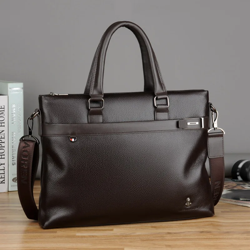 2026 New Men Business Briefcase High Quality PU Leather 14 Inch Laptop Shoulder Messenger Handbag For Office Work