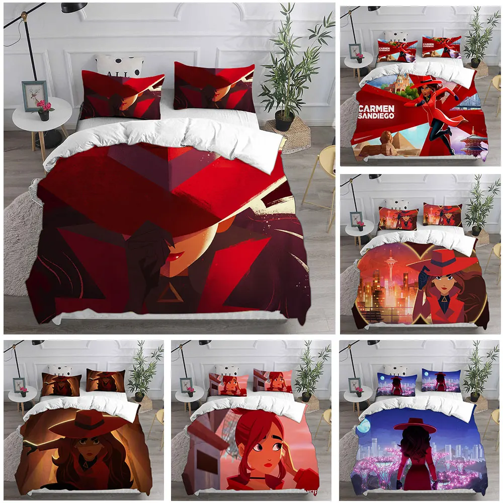 

Carmen Sandiego Bedding Sets Bed Cover Comforter Duvet Cover Pillow Case 2-3 Pieces Sets Kids Adult Bedroom Decor