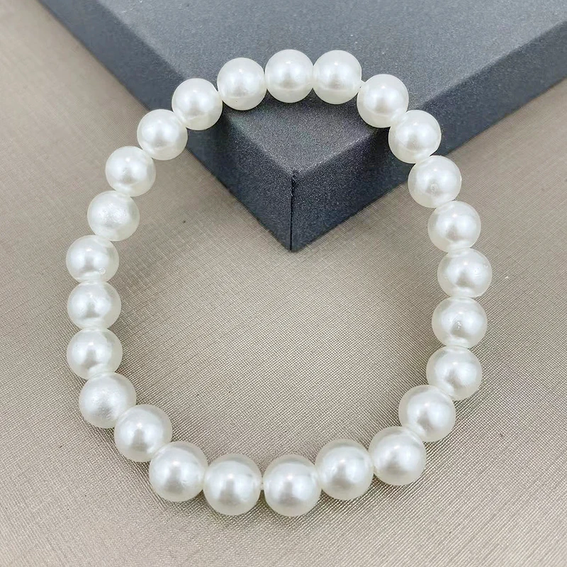 fnaf 2 rupee item Y2k Style Classic 8MM 25Beads Rope Chain Strand White Pearl Bracelet Women Mother Kids flower knows Bangle