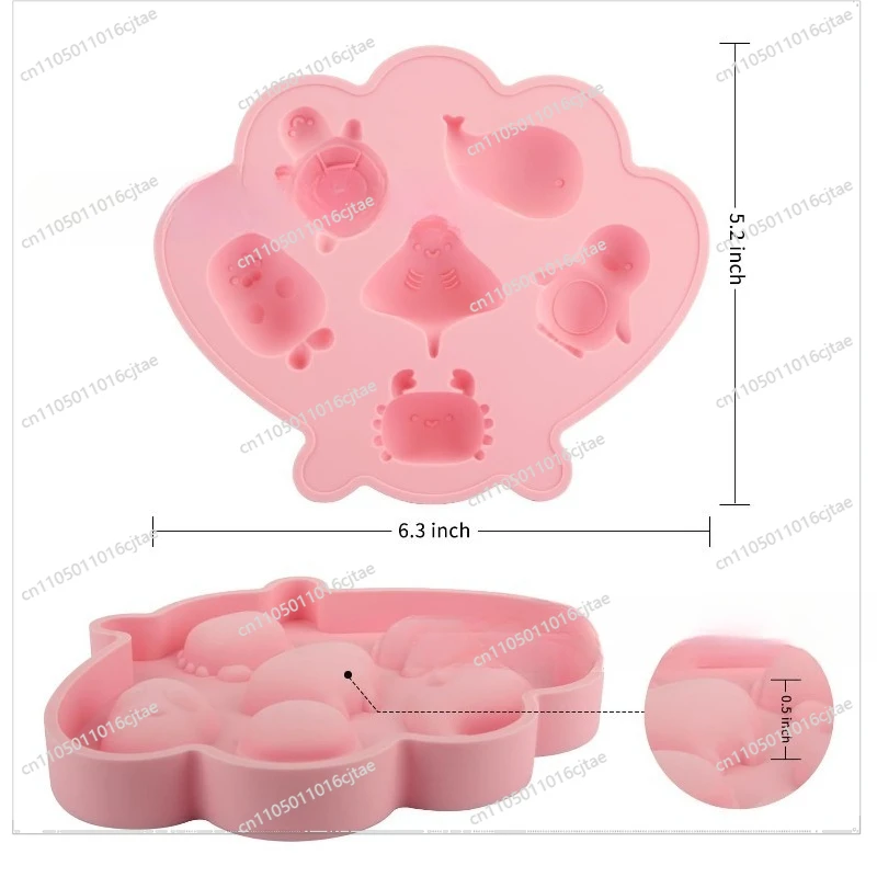 For Portable Cute New Cube Tray Shell Silicone Ice Ocean Shaping Ice Cube Mould