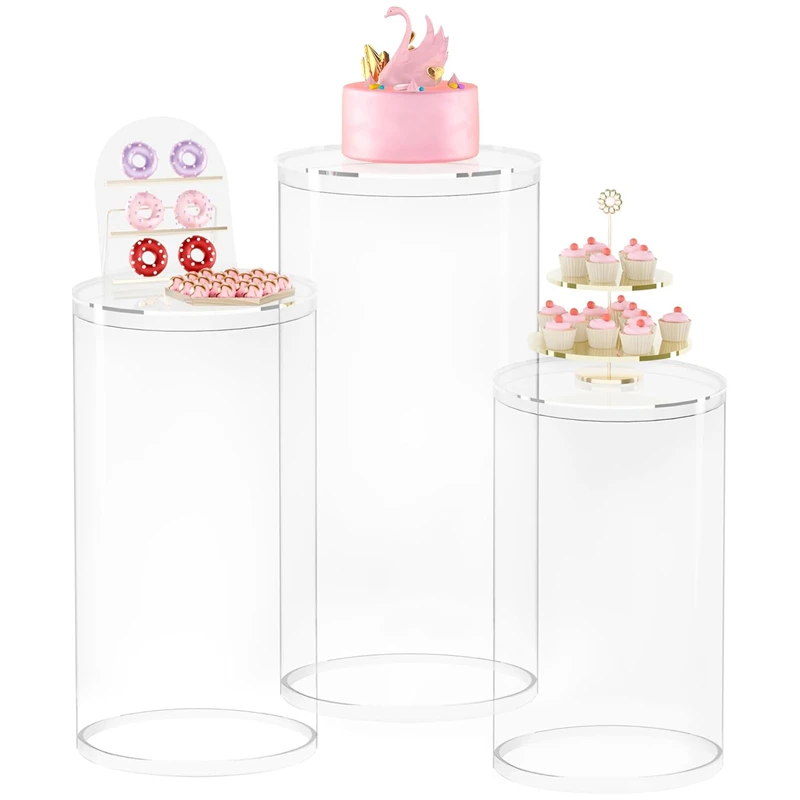 

3Pcs Display Pedestals Cake Stand Party Supplies Dessert Pedestals for Engagement Wedding Graduation Anniversary Thanksgiving