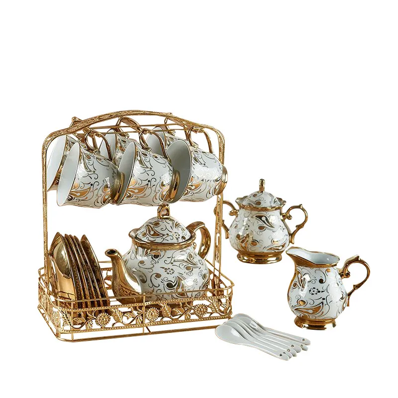 Ceramic coffee cup pot set, family modern light luxury European small luxury office coffee cup, high-end and exquisite