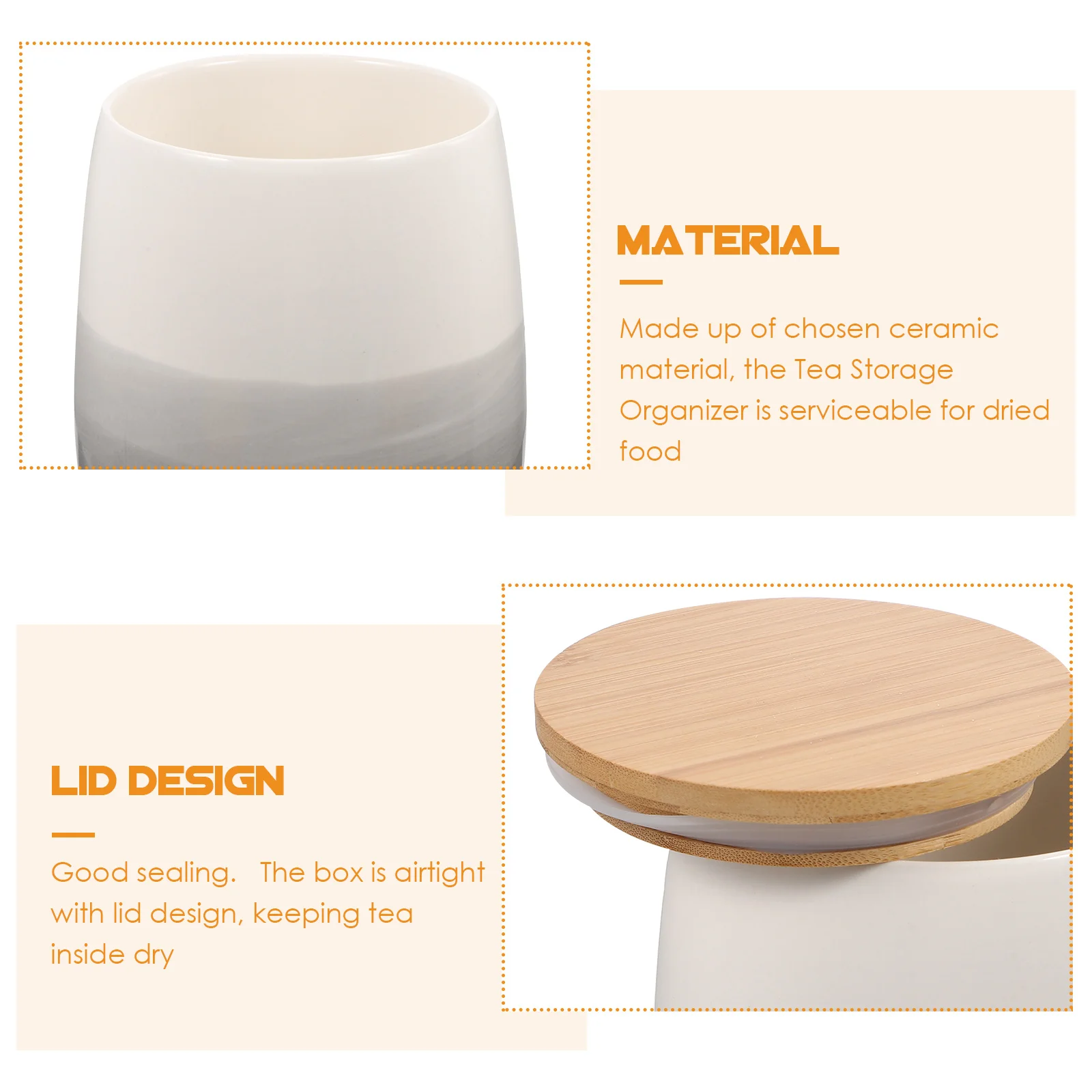 

Ceramic Belly Jar Airtight Tea Storage Canister Silica Gel Coffee Pot Lid Kitchen Supplies Sugar Container Box Bamboo