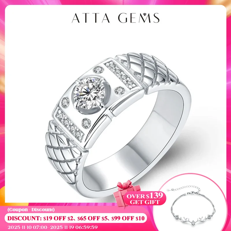 

Классическое кольцо из муассанита ATTAGEMS 2022 для мужчин, обручальное кольцо с бриллиантом диаметром 0,5 карата, серебряное ювелирное изделие, обручальное кольцо для свадьбы