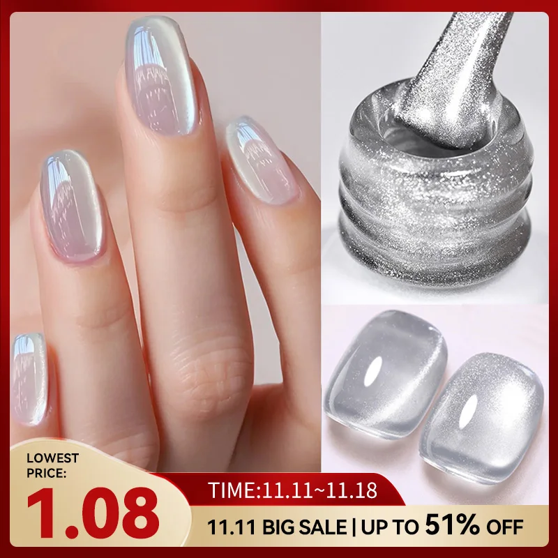 BORN PRETTY 10ml Silver Water Light Cat Magnetic Gel Nail Polish Nail Supplies Vernis Semi Permanent Gel for Fall Winter Nails