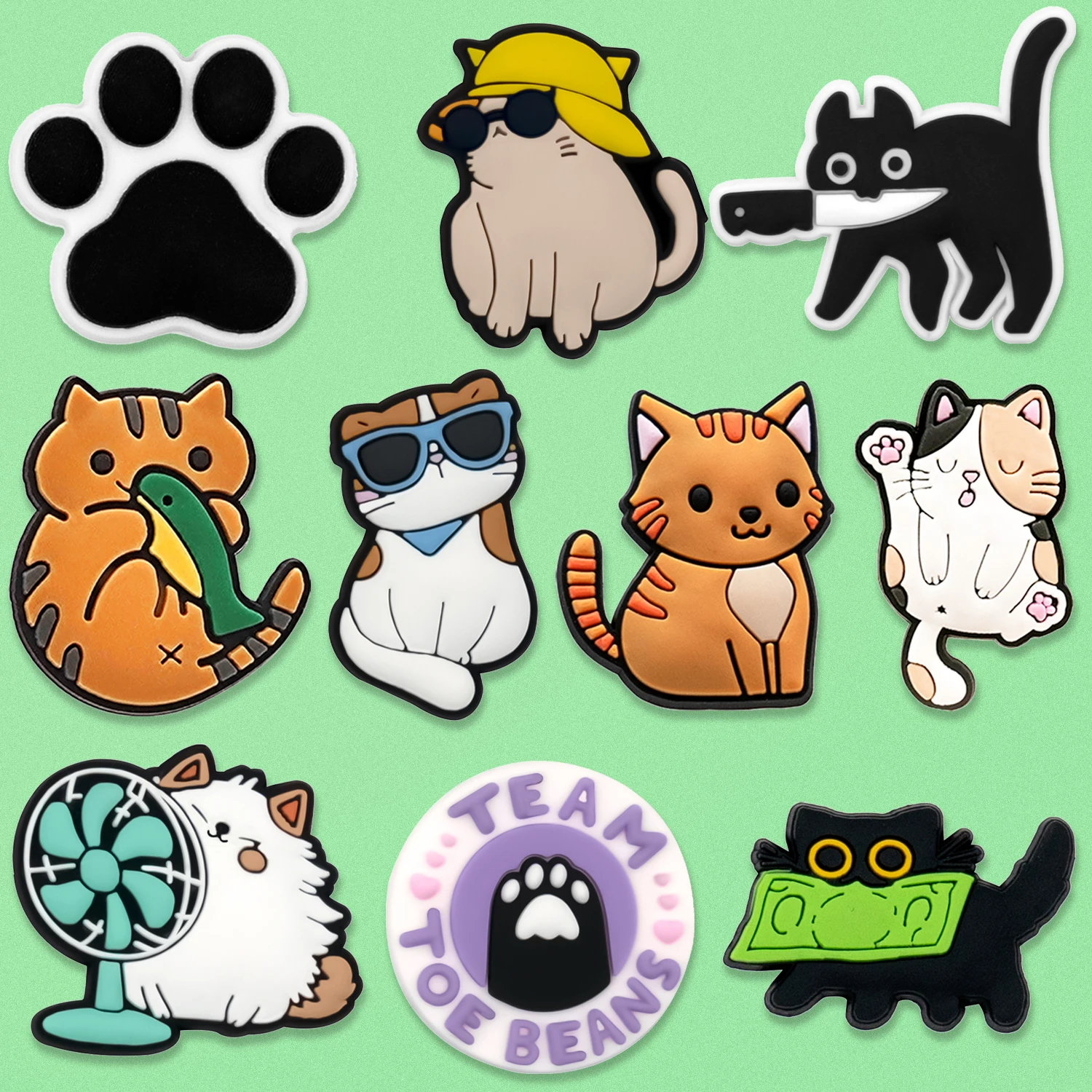 

1/10/50/100pcs Kawaii Cat Shoe Accessories Decoration Cute Orange Black Cat Shoe Charms Paw Fits All Clogs Pin Jeans