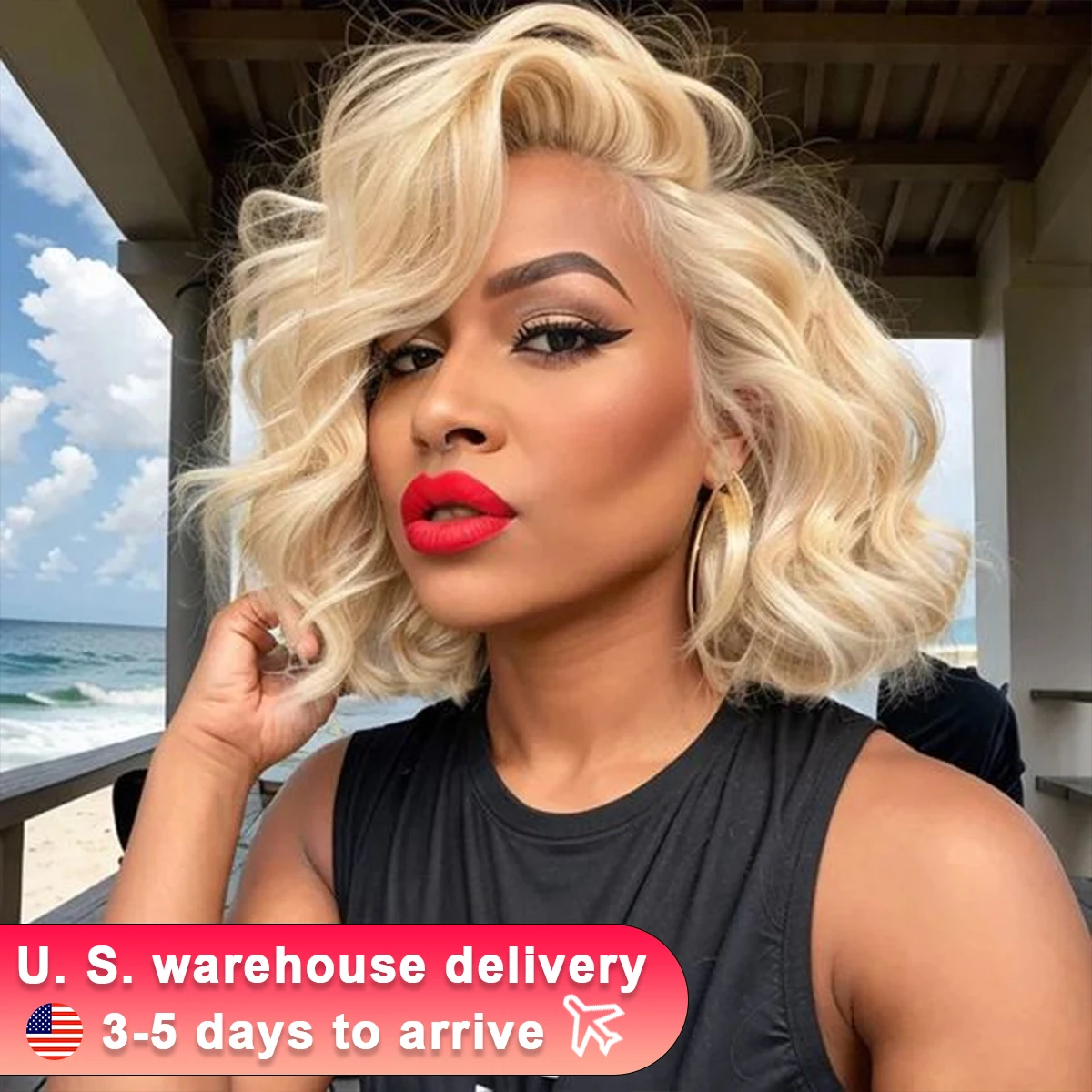 Brazilian Short Bob Wig Loose Wave 613 Honey Blonde 5x5 HD Lace Front Human Hair Wigs Body Wave Transparent Lace Frontal Wigs