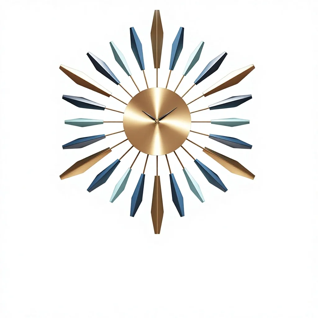 Large metal medieval style silent battery powered analog sun pattern pattern wall clock modern home decoration living room