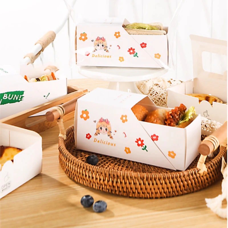 Caja de sándwich de 50, papel de envolver para sándwich, bolsa de hamburguesa, embalaje portátil, caja de pan tostado reutilizable, caja de desayuno