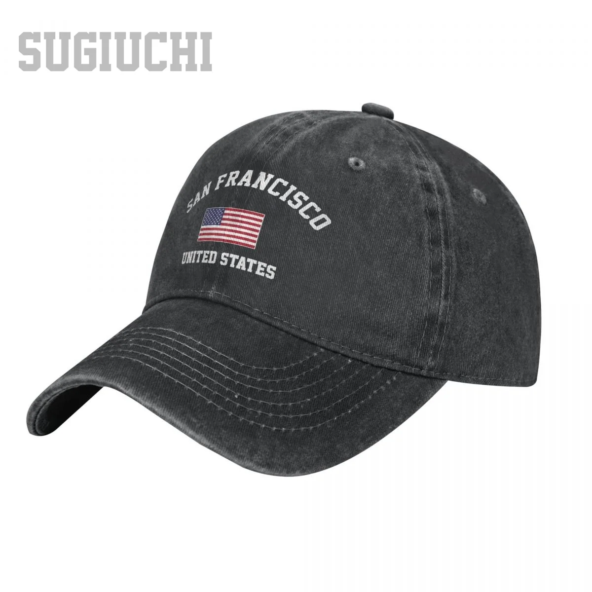 Men Baseball Cap San Francisco Of USA United States City Charcoal Washed Denim Vintage Cotton Dad Trucker Hat Unisex Adult