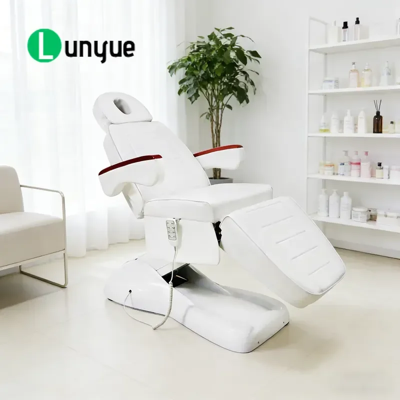 3/4 Motor Electric Beauty Bed Facial Massage Chair PVC Spa Tattoo Eyelash Treatment Table for Clinic Hospital Use