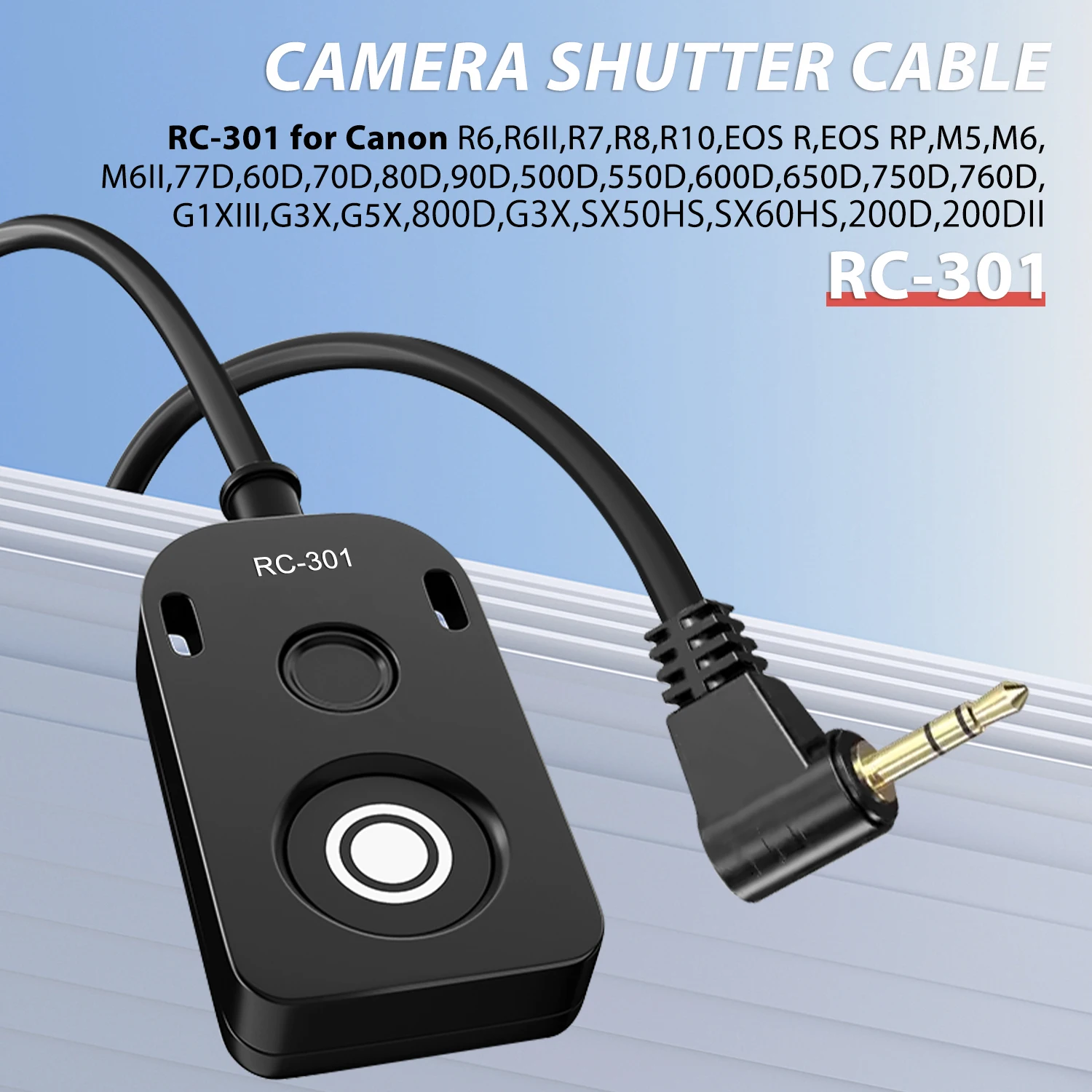 

RC-301 For Canon Remote Control Shutter R6 R7 R8 R10 EOS R/RP 60D 77D 80D 90D 800D M6II Remote Control Cord Cable