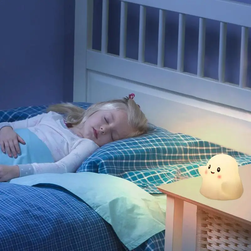 Halloween Ghost Night Light Cute Bedside Ghost Touch Lamp Silicone Cute Halloween Ghost Decor With Sound Effect For Living Room