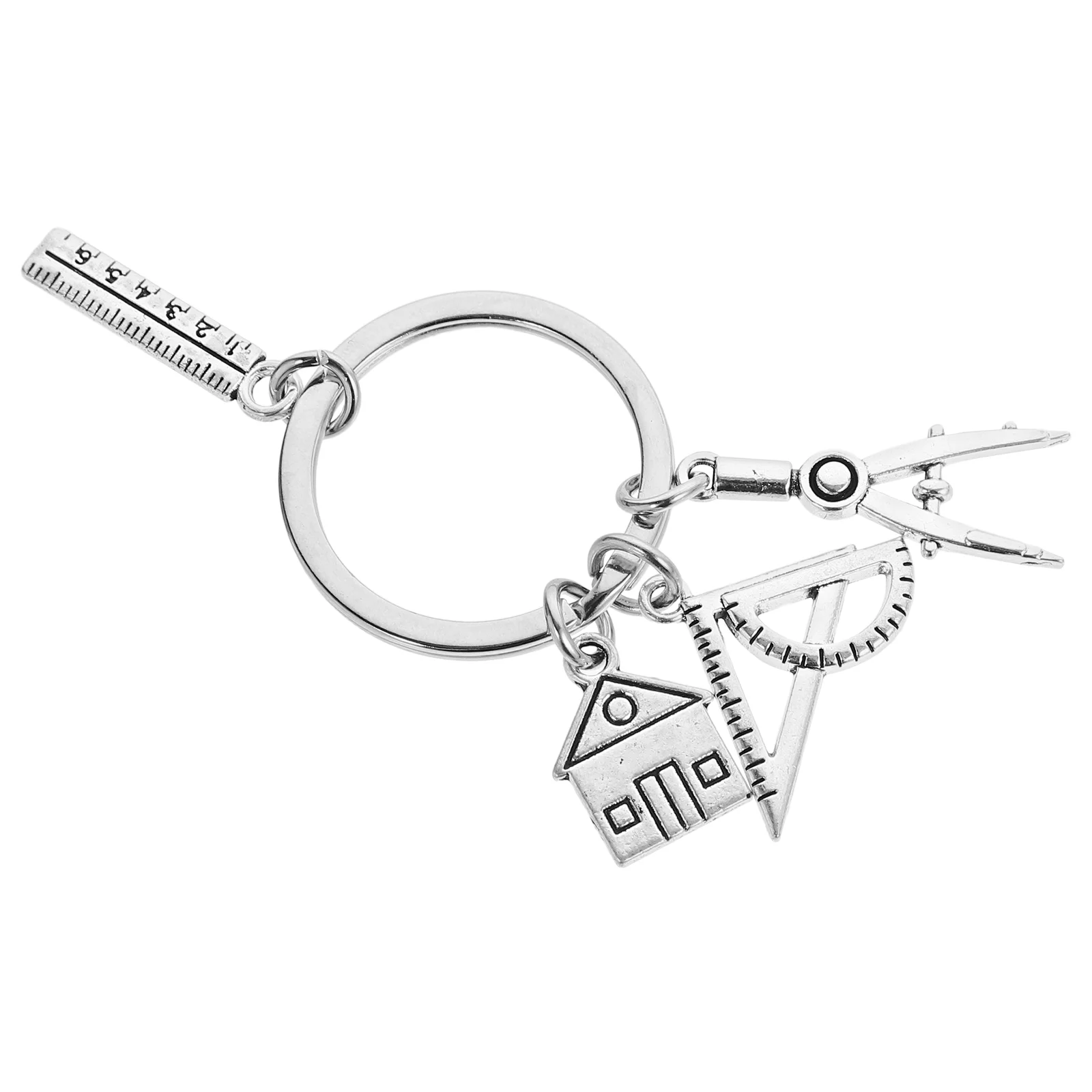 Gift Ruler House Keychain Architectural Engineer Keyring Decorative Creative for Bag Charm