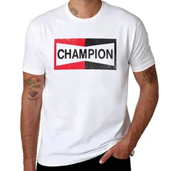 Summer Tops Tee Shirt Short Sleeve Fitted T Shirts for Men New CHAMPION - Spark Plug Retro Distressed Emblem - Cl T-Shirt Cotton