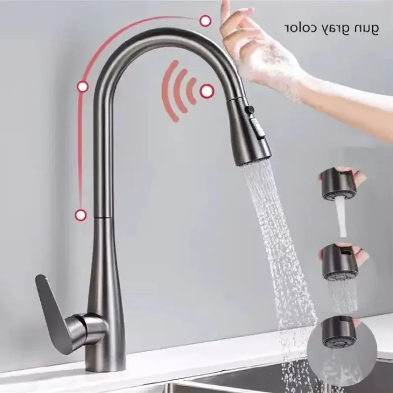 MickeyR Smart Touch Kitchen Faucets 304 Stainless Steel Removable Sensor Sink Faucet Part Tap Tap Mixer Israel KitchenTapBrushed