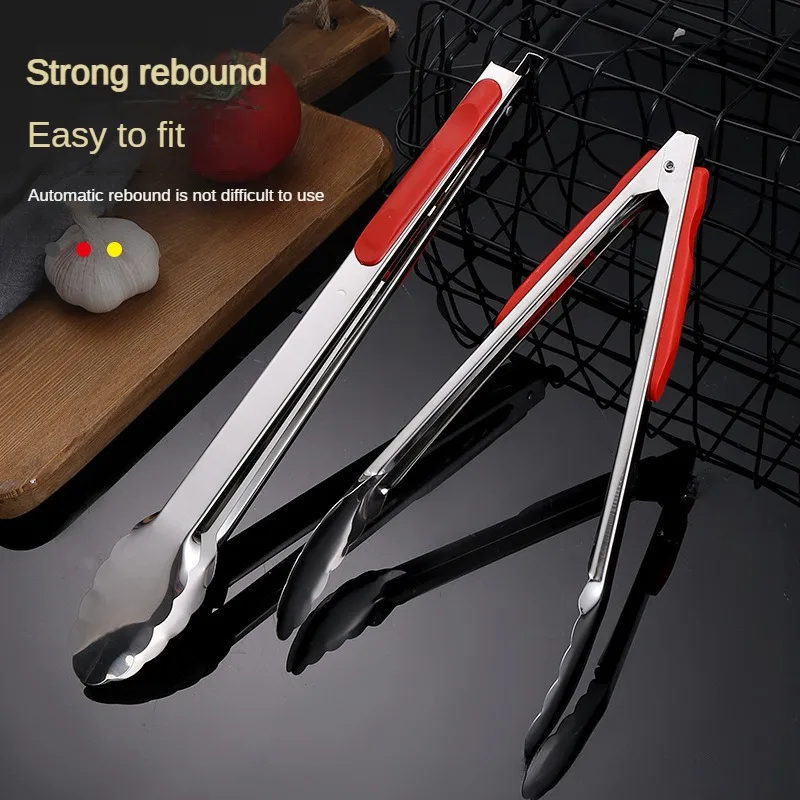 Kitchen Utensils Silicone Barbecue Tongs Cookware Bbq Small Tools Cooking Salad Bread Serving Tongs Stainless Steel Tools Clip