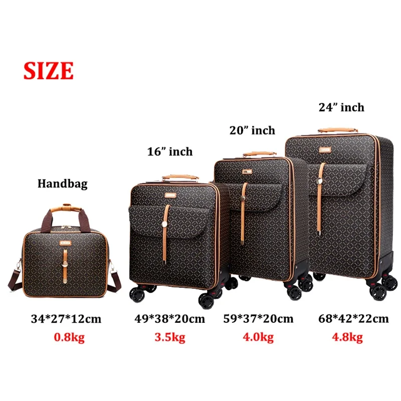 Mode Vintage Pak Bagage Met Handtas 16 Inch Koffer 20/24/28 Inch Roller Trolley Case Hoge Kwaliteit Zakelijke Reistassen