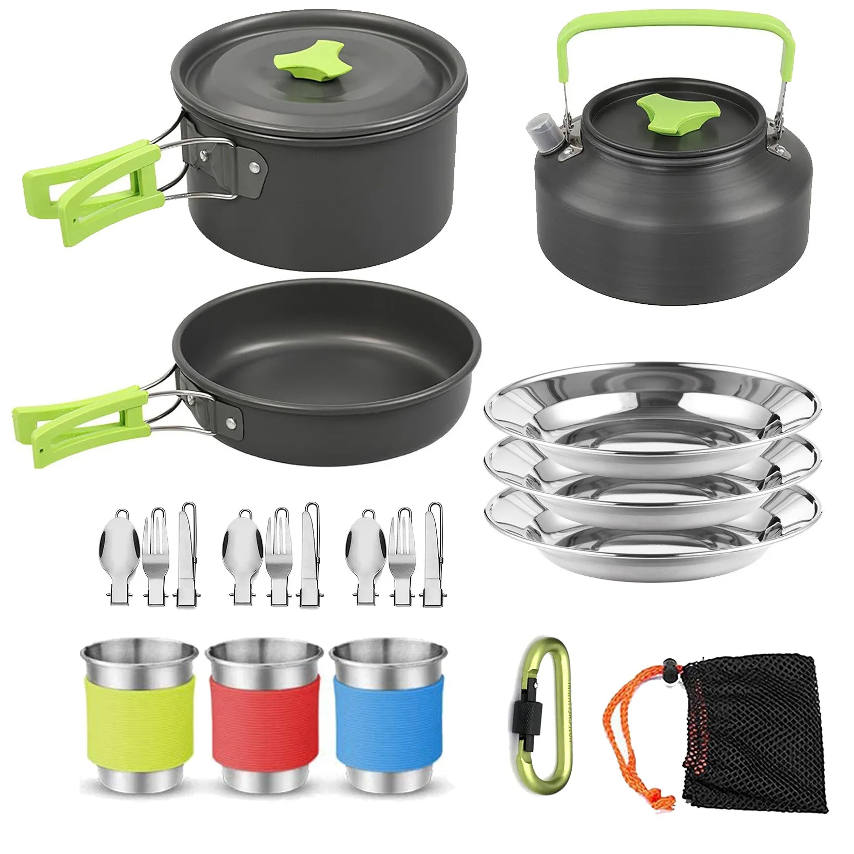 

Aluminum Alloy Outdoor Cookware Set Picnic Kettle & Frying Pan Foldable Camping Pot Set Utensils Metal for Cookouts & Adventures