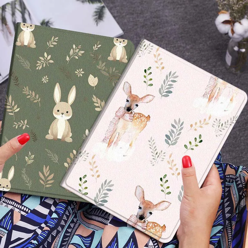 

Cartoon Deer Leaf Pattern Gift Tablet Case For Lenovo Xiaoxin Legion Pad Tab Pro GT Y700 Gen4 2 11 P11 M10 K10 3rd Plus Gen