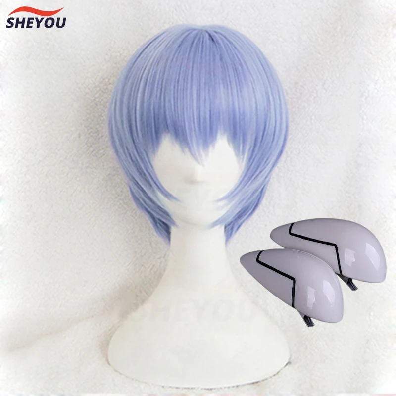 

Ayanami Rei Wig EVA Cosplay High Quality Short Light Blue Heat Resistant Synthetic Hair Anime Wigs Headwear Haripins + Wig Cap