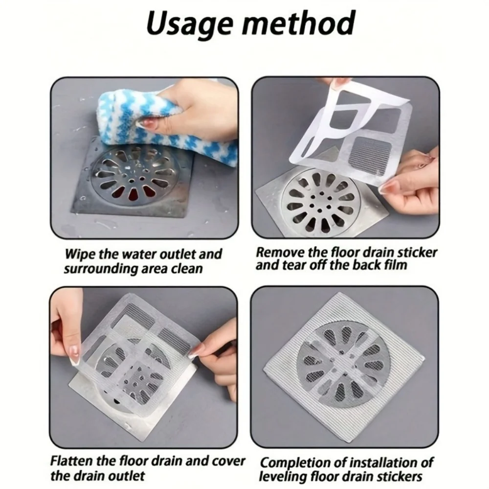 Disposable Hair Drain Catcher Mesh Anti-blocking Filter Floor Drains Sticker Shower Cover Kitchen Bathroom Sink Strainer Stopper - view 4