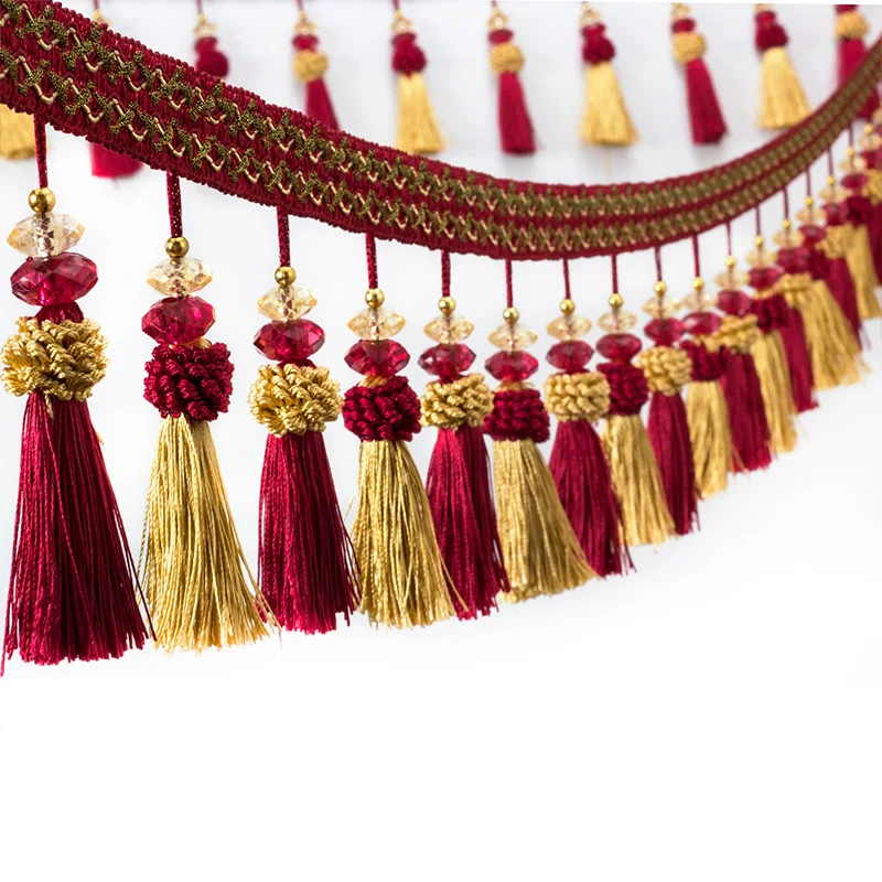 Crystal Bead Tassel Fringe Trim Luxury Curtain Lace Edging for Sewing Crafts Upholstery Decor DIY Home Decoration Accessories